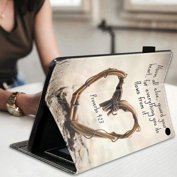 Case for All-New Amazon Kindle Fire 7 Tablet (7 Display 12th Generation 2022 Release) Premium PU Leather Stand Cover with Smart Auto Wake American Flag and Cross