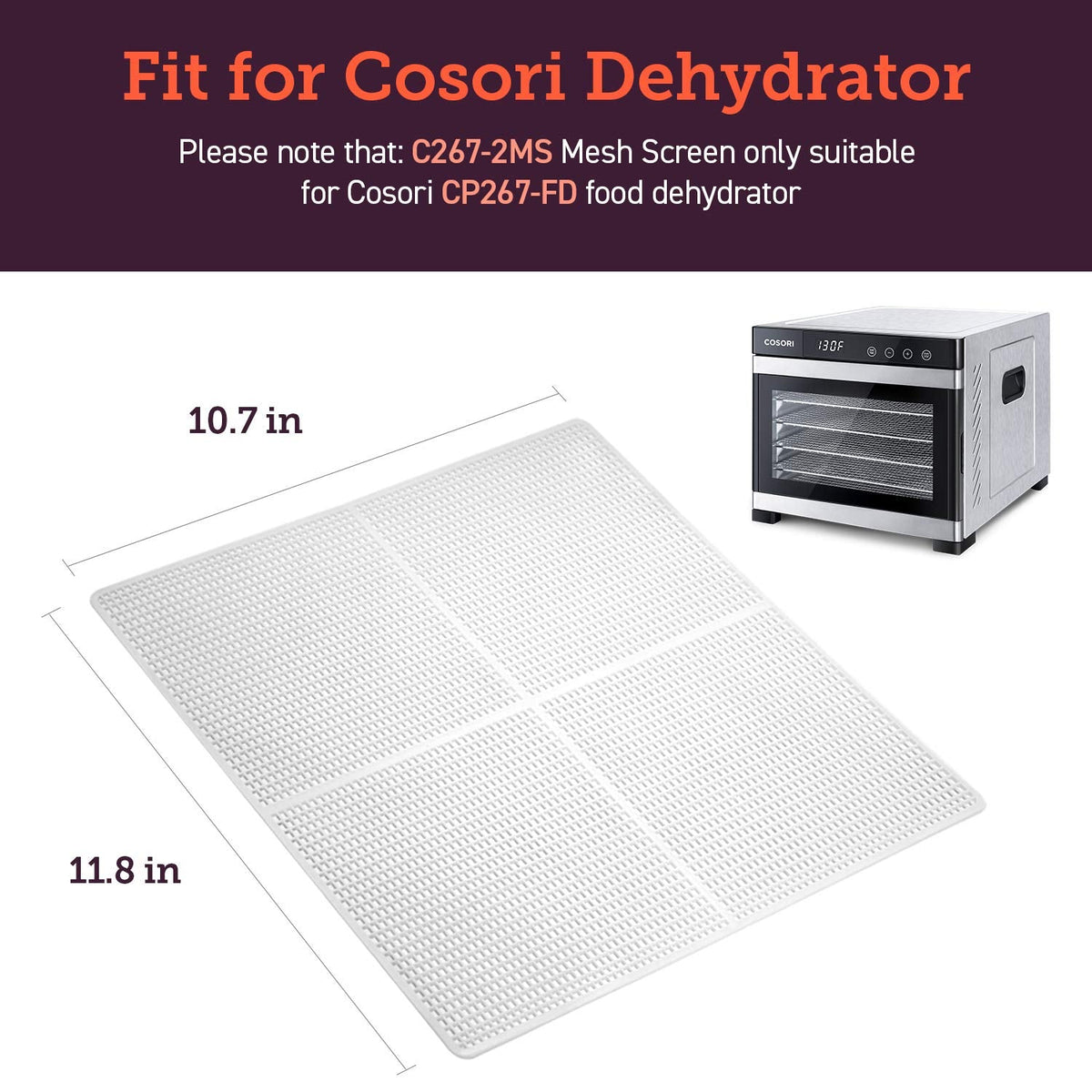 Cosori Food Dehydrator Accessories, Mesh Screen Sheets for 6 Trays CP267-FD