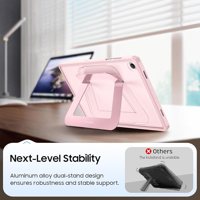 Fintie Multi-Angle Kickstand Case for Samsung Tab A11+/A9+ 11 in Black | Dual-Axis Aluminum Stand PC &amp TPU Protection Slim Frosted Hard Cover with Anti-Scratch Surface Stable Viewing Angles