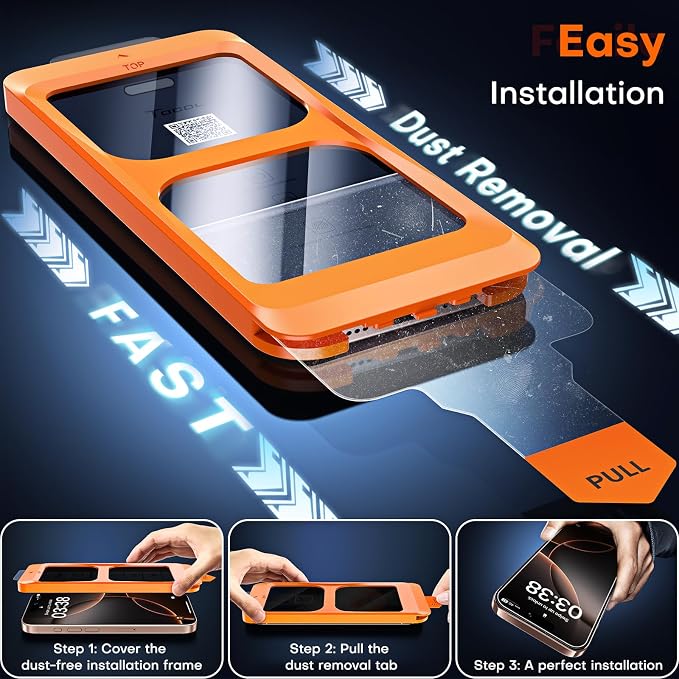TOCOL for iPhone Air Screen Protector 9H Hardness Military Grade Shatterproof HD Tempered Glass Full Coverage Easy Installation 2 Pack