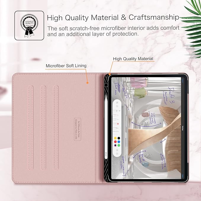 Fintie Multi-Angle Folio Case for iPad Pro 12.9 6th/5th/4th/3rd Generation | Multiple Viewing Angles Pencil Holder &amp Storage Pocket Drop Protection Pencil Charging Auto Sleep/Wake Blooming Hi