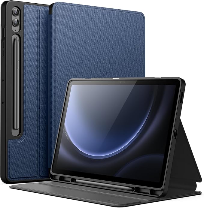 JETech Case for Samsung Galaxy Tab S9 FE+ / S9 FE Plus 12.4-Inch with S Pen Holder Slim Folio Stand Protective Tablet Cover Multi-Angle Viewing (Black)