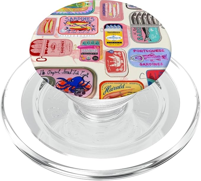 Retro Sardine Tin Canned Fish European Summer Scrapbook PopSockets Adhesive PopGrip