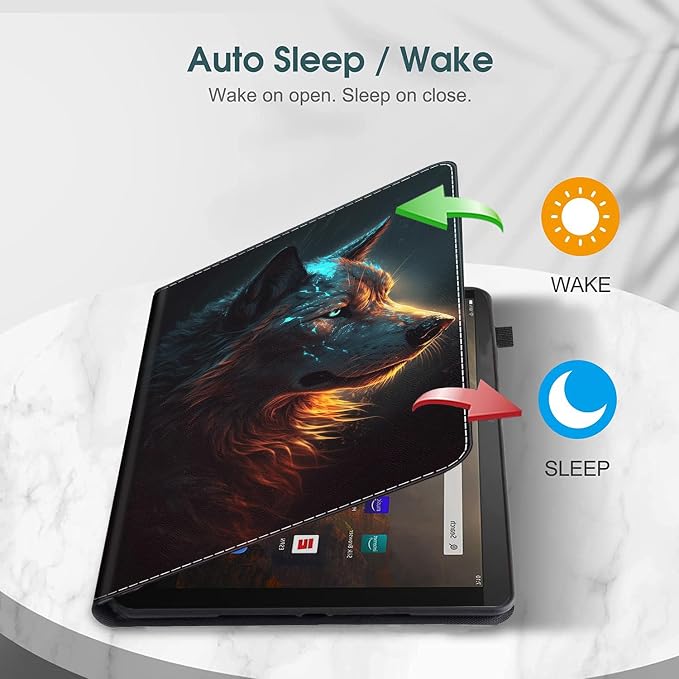 Case for All-New Amazon Fire HD 10 and 10 Plus Tablet (13th/11th Generation 2023/2021 Release) 10.1 - Slim Fit Standing Cover with Auto Sleep/Wake，Wolf