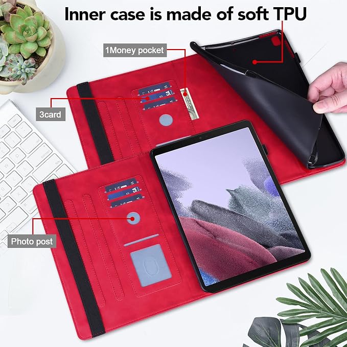 Case for Samsung Galaxy Tab A11 Plus/ A9 Plus 11 Inch PU Leather Multi-Angle Viewing Protective Cover with Card Slots - Blue