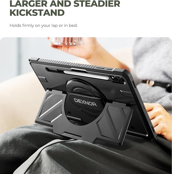 Dexnor Case for Samsung Galaxy Tab A11+/A11 Plus 11 inch 2025 Rugged Protective Case with 360° Rotating Hand Strap &amp Large Steady Stand &amp Screen Protector Shockproof Full-Body Bumper Cover B