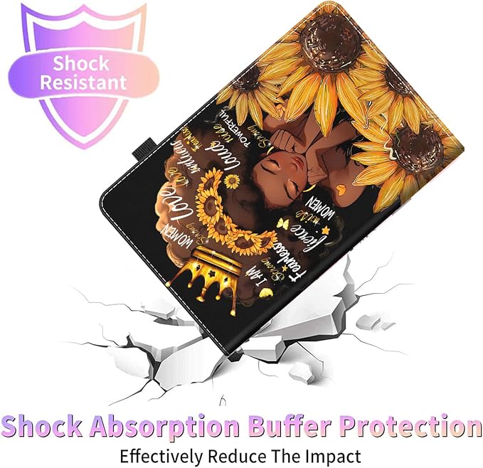 Case Fits All-New Amazon Kindle Fire HD 10 &amp 10 Plus Tablet (13th/11th Generation 2023/2021 Release) 10.1 Durable Shockproof Protective Cover with Auto Wake/Sleep，Black Woman Queen Afro Design
