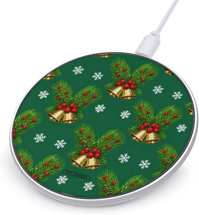 Christmas Chime Wireless Charger Fast Charging Pad | Anti-Slip Qi Certified Wireless Charging Pad for All Phones with Wireless Charging Function for Home Office Travel