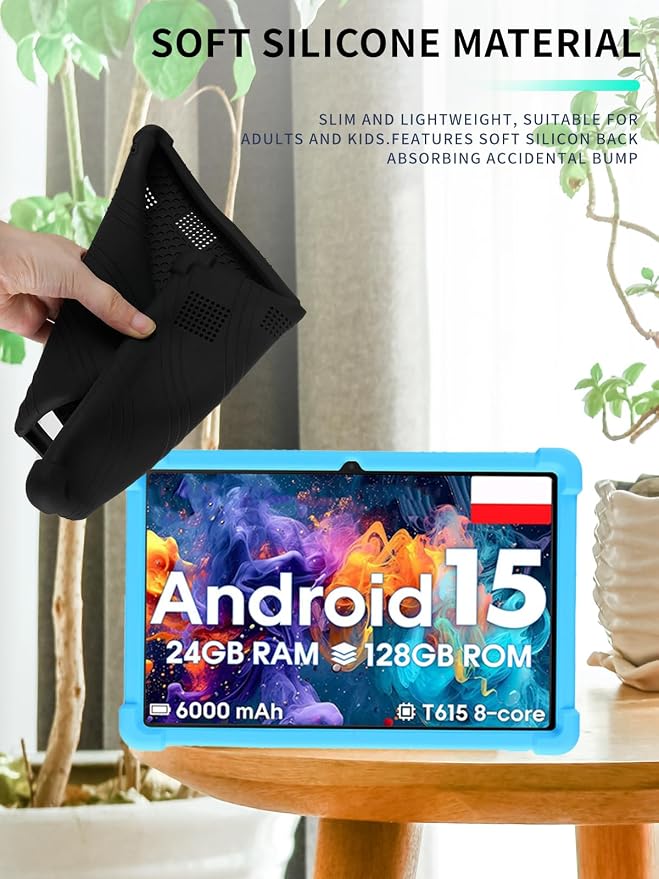 Case for Raemond K80 Tablet 10 Inch Android 15WUNIAK Hollow Back DesignHeat Dissipation Shockproof Lightweight Adjustable Kickstand Silicone Shell&ampKids Friendly Soft CaseBlack