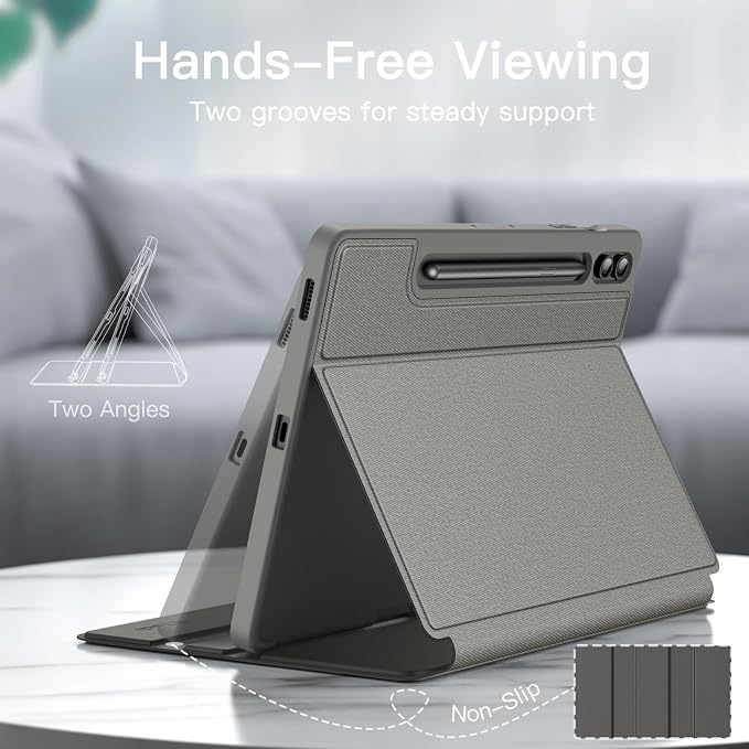 JETech Case for Samsung Galaxy Tab S9 FE+ / S9 FE Plus 12.4-Inch with S Pen Holder Slim Folio Stand Protective Tablet Cover Multi-Angle Viewing (Black)
