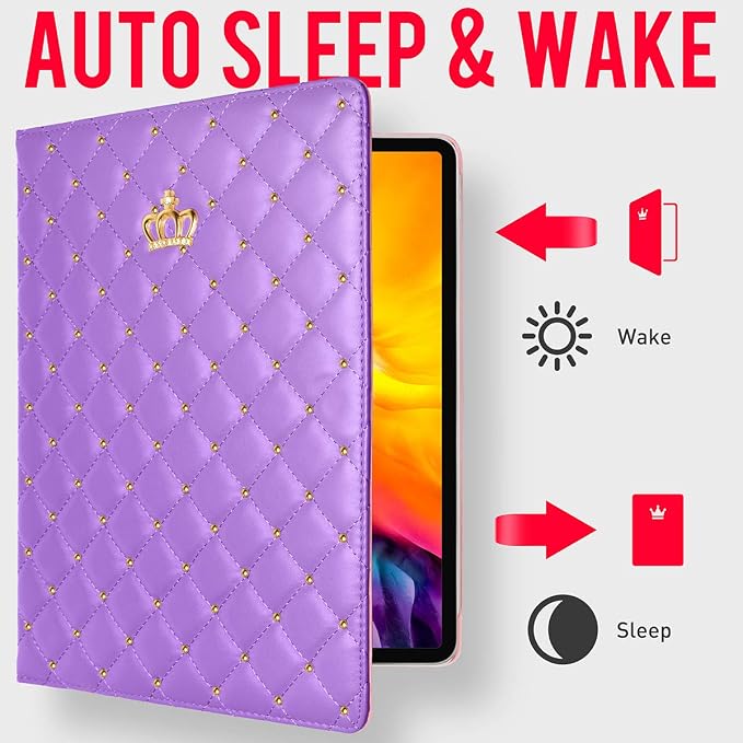 for iPad 10.2 Case 9th/8th/7th Generation (2021/2020/2019) Crown Bling Diamond Cute Elegant PU Leather Smart Auto Sleep/Wake Stand Shockproof Protective Case for Apple iPad 10.2 inch (Black)