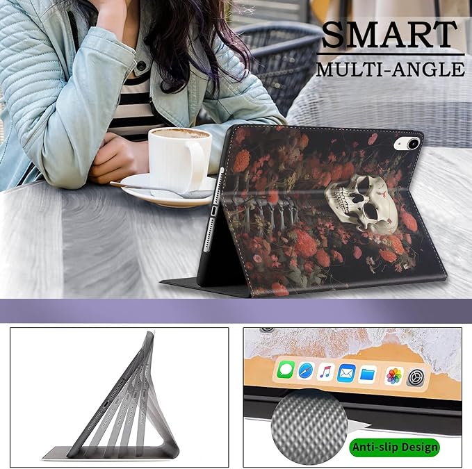 Case for iPad (A16) 11th Generation 11 Inch 2025 / iPad 10th Generation 10.9 Inch 2022 Ultra-Thin Multi-Angle Protective Cover with Auto Sleep/Wake A Dark Horse