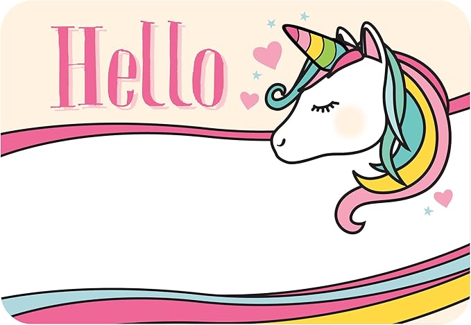 Avery Premium Rainbow Unicorn Name Tags, No Lift No Curl, 80 Handwriteable Name Stickers