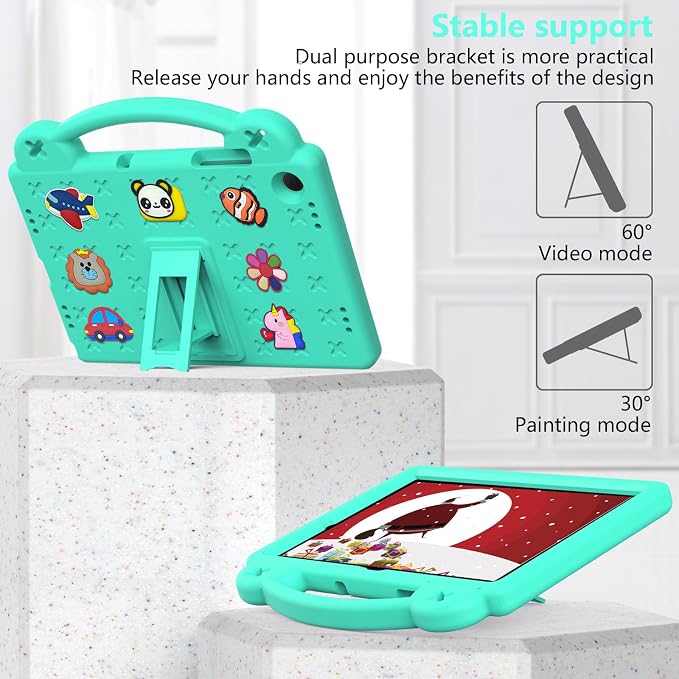Kids Case for Lenovo Tab 10.1 inch (TB311XU / TB311FU) Kids EVA Protective Shockproof Cover with Stand Handle Shoulder Strap Handle Stand for Lenovo Tab 10.1 2025 Green