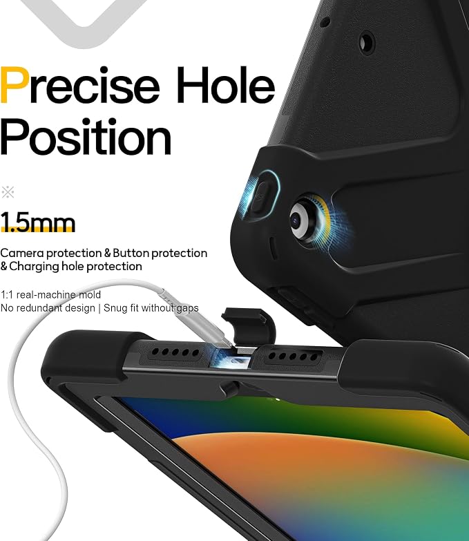 BRAECN Case for iPad 9th/8th/7th Generation - 10.2 inch 2021/2020/2019 | Heavy Duty Protective Cover with Carrying StrapHand StrapScreen ProtectorSwivel Stand Fit 10.2 inch iPad 7/iPad 8/iPad 9