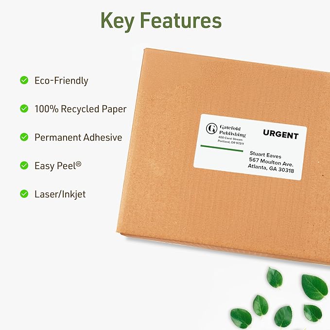 Avery EcoFriendly Recycled Shipping Labels, 2" x 4", White, Permanent Adhesive, Laser & Inkjet Printers, 250 Total, Great for Shipping and Mailing, Product Merchandising, and More (48263)