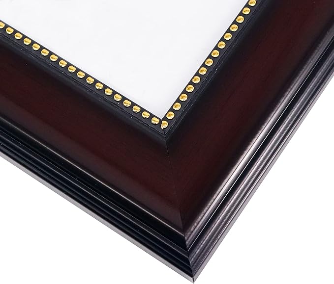 GraduationMall 8x10 Picture Frames, Real Glass, Display Photos for Wall or Tabletop, Mahogany with Gold Beads, 2-Pack