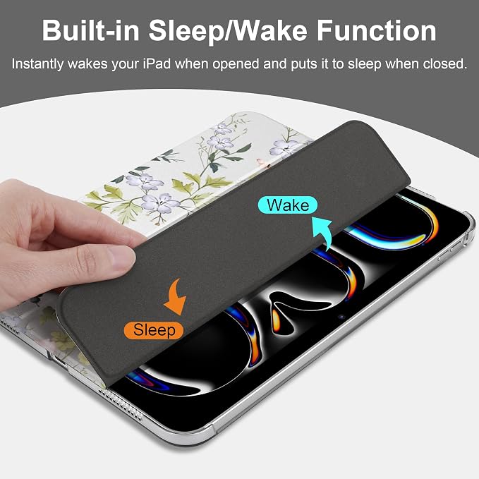 MecBevia Case for iPad (A16) 11th Generation 11 Inch (2025) iPad 10th Generation 10.9 Inch (2022) Hard PC Back Cover Auto Wake/Sleep Pastel Waves