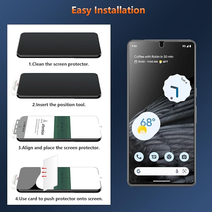 [2 Pack] Anti Glare Matte Privacy TPU Screen Protector for Google Pixel 10 (Not Glass) Fingerprint Sensor Compatible Full Adhesive Flexible Film Easy Installation