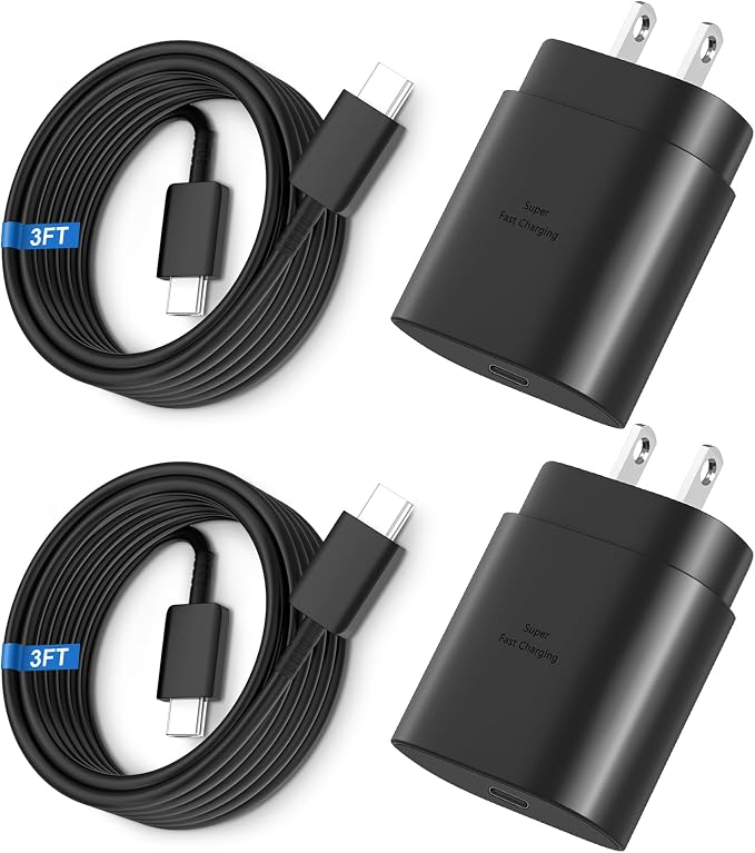 Super Fast Charger Type C 25W USB C Wall Charger Fast Charging for Samsung Galaxy S26 Ultra/S26/S26+/S25 Ultra/S25/24 Ultra/S24/S23 Ultra/S22 Ultra with 10FT Long Android Type C Charger Cable 2Pack