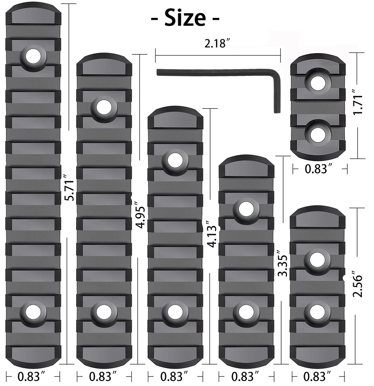 Pecawen Picatinny Rail Polymer Picatinny Accessory Rail Single Picatinny Rail, 3 5 7 9 11 13 Slots Black