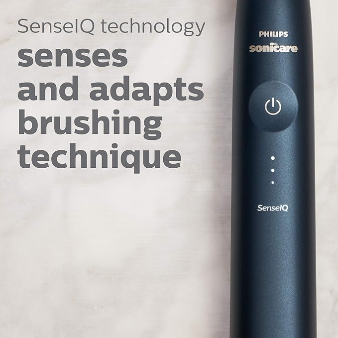 Philips Sonicare DiamondClean Prestige 9900 Rechargeable Electric Toothbrush with SenseIQ, 5 Premium All-in-One Brush Heads, Plaque Removal, Gum Care, Whitening, Midnight, BD9002AZ