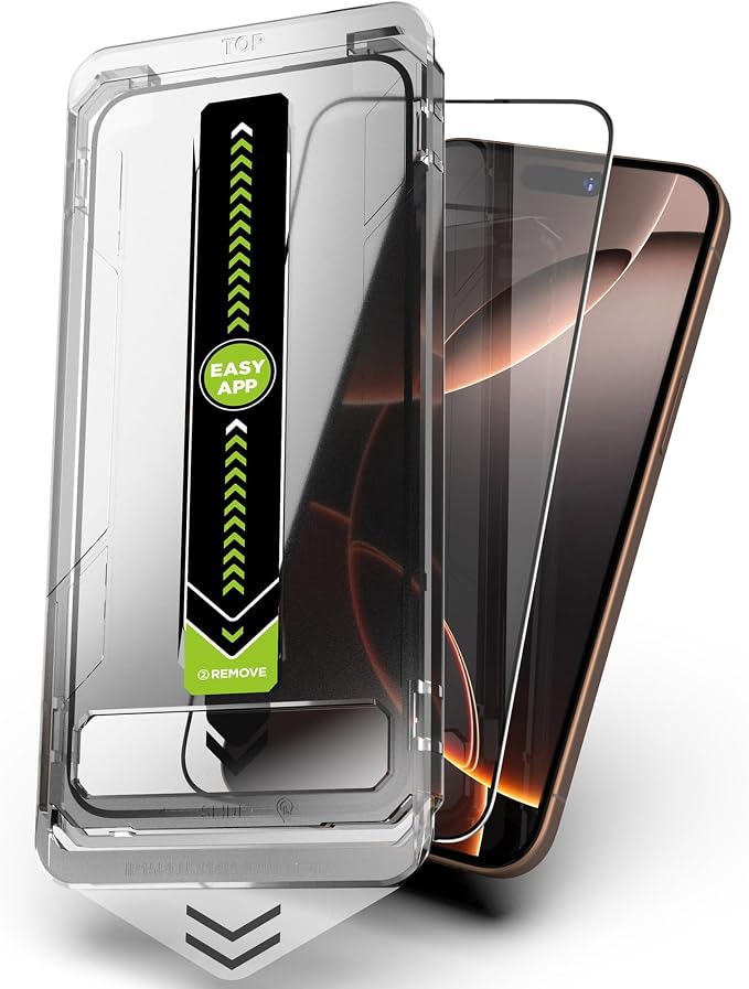 16 Pro Screen ProtectorAuto-Dust Removal Compartment With IPhone 16 Pro Screen Protector with Dust Free Chamber [Zero Bubble] 9H+Tempered Glass Films Shockproof (16 Pro)