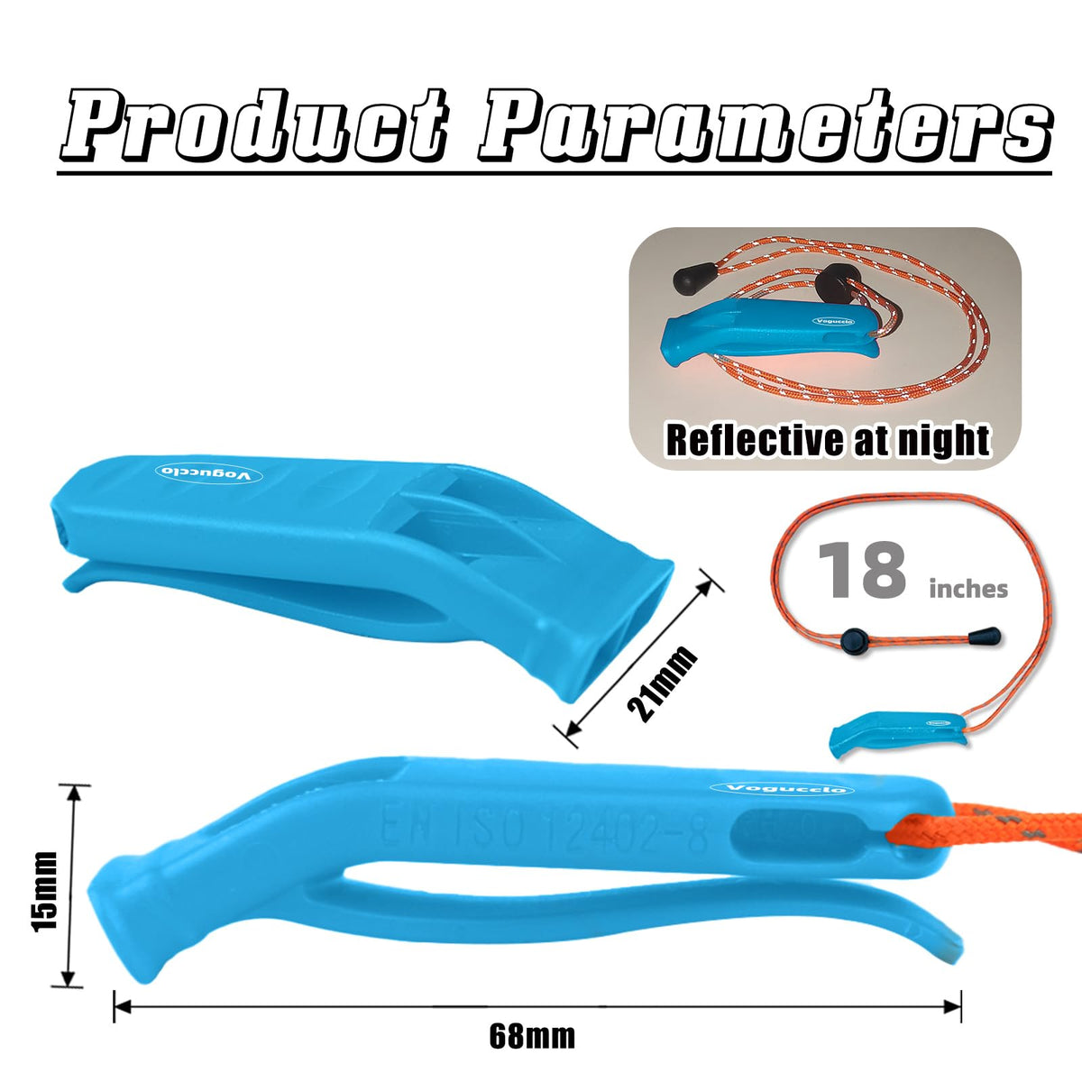 VOGUCCLO 4 Pcs Emergency Whistle, Super Loud Survival Whistle with Lanyard
