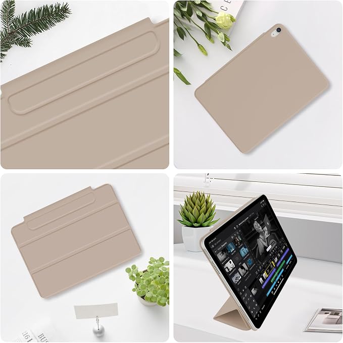 for iPad Air 13 inch M4/M3/M2 Case (2026/2025/2024Model A3268/A3269/A3271) Auto Sleep/Wake and Magnetic Closure Slim Trifold Stand Case PU Leather Cover Support Apple Pencil Pro Black