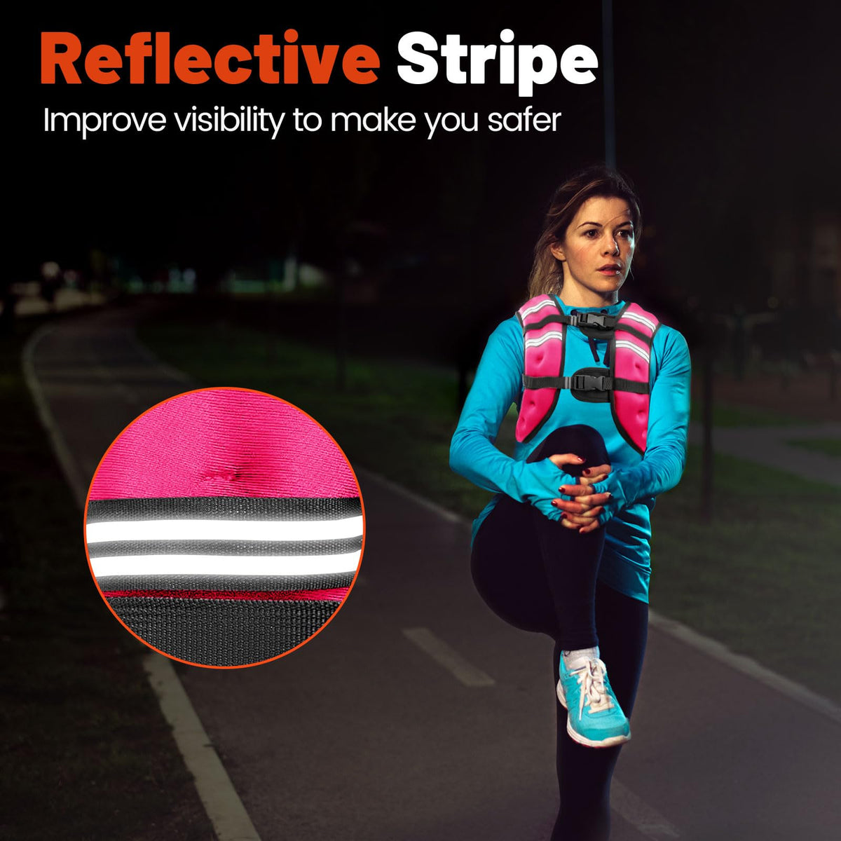 Poudee Weighted Vest, 20LB Weight Vest for Men Women, Body Weight Vests Adjustable with Reflective Stripe for Strength Training, Running, Training Workout, Jogging, Walking - 20LB, PINK
