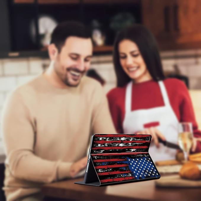 for Samsung Galaxy Tab S6 Lite Case 2022/2020 Release with Adjustable Stand &amp Auto Wake/Sleep Feature Smart Protect Cover Case for Samsung Tab S6 Lite 10.4 inch - American Flag