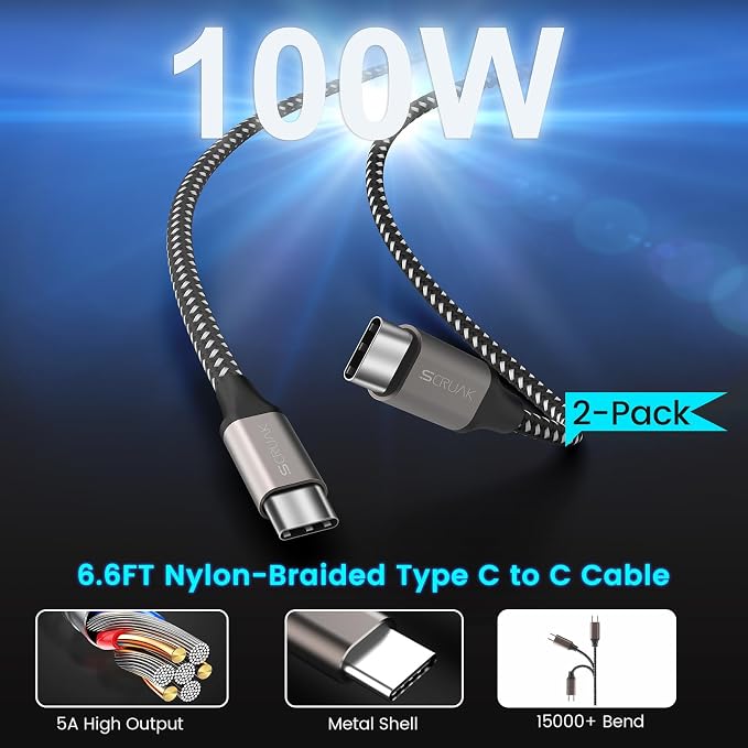 45W USB-C Charger2-Pack 45 Watt Super Fast Charger Type C Wall Charging Block with 2X 10FT Type C Cable for Cable for Samsung Galaxy S26 Ultra/S26/S25+/S25 Ultra/S24+/S23/S22Note 10/20 Tab S9...