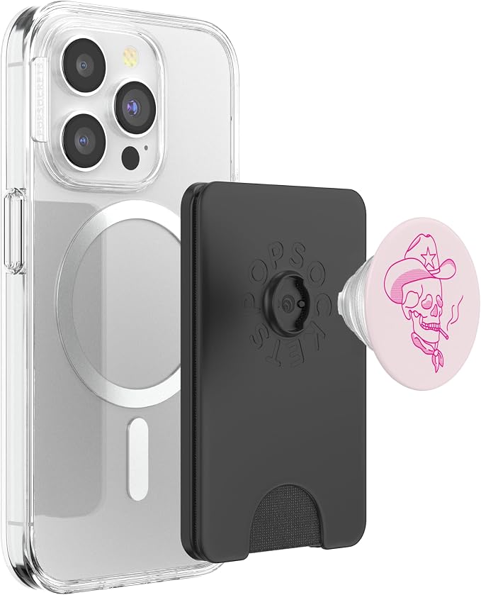 Hot Pink Western Cowboy Hat Skull Smoking PopSockets Adhesive PopGrip