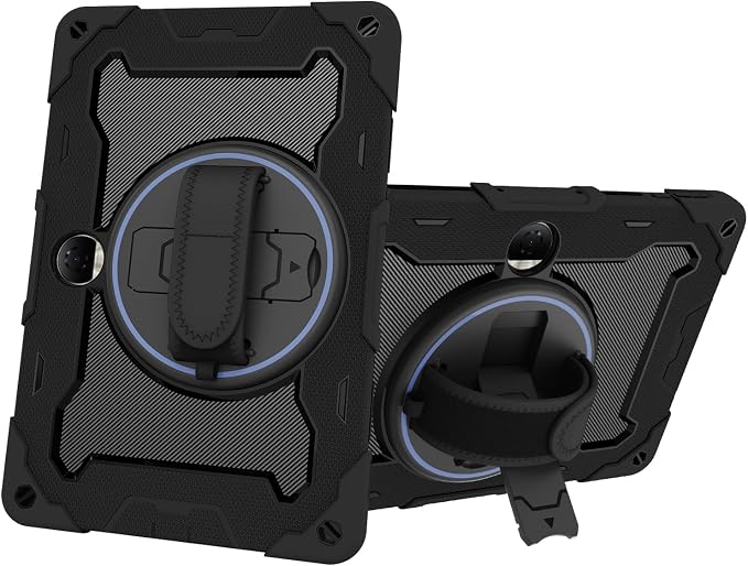 Tablet Case for Honor Pad 9 12.1 Kids Rainbow Heavy Duty Silicone Shockproof Case with Pencil Holder Shoulder Strap Rotating Fold Kickstand Hand Strap