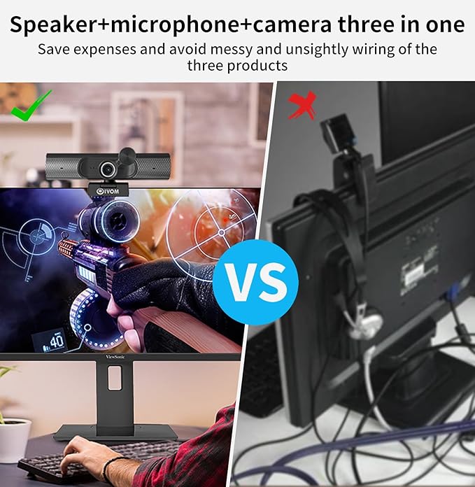 Oivom Webcam with Microphone and Speaker, 1080P Web Camera for Desktop Computer Laptop, USB Camera with Physical Privacy Cover,Plug and Play, Streaming Webcam, Wide Angle PC Cam (1080p mic Speaker)