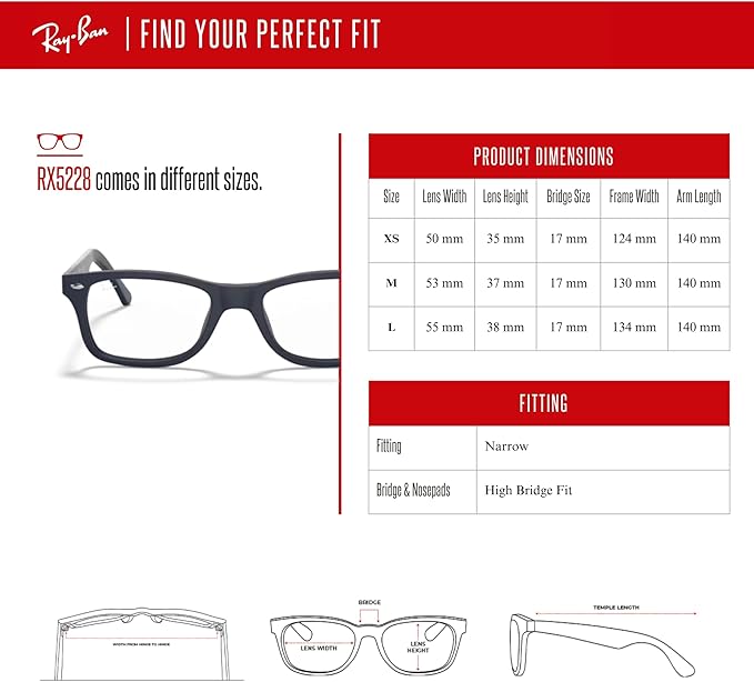 Ray-Ban RX5228 Square Eyeglasses for Men for Women +BUNDLE with ACCESSORY EYEWEAR KIT