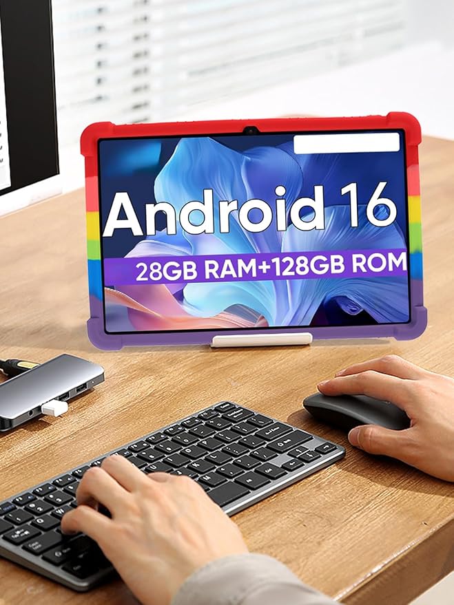 for WXUNJA PTB 2025 (11 Inch) Android 16 Tablet Protective case Shockproof Lightweight Silicone Protective Cover with Stand Child-Friendly Protection Easy to Clean Design Rainbow.
