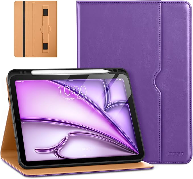 DTTO for iPad Air 11-inch Case M4/M3/M2 (2026/2025/2024) iPad Air 5th / 4th Generation (2022/2020) Premium Leather Business Folio Stand Cover with Pencil Holder - Auto Sleep/Wake Brown