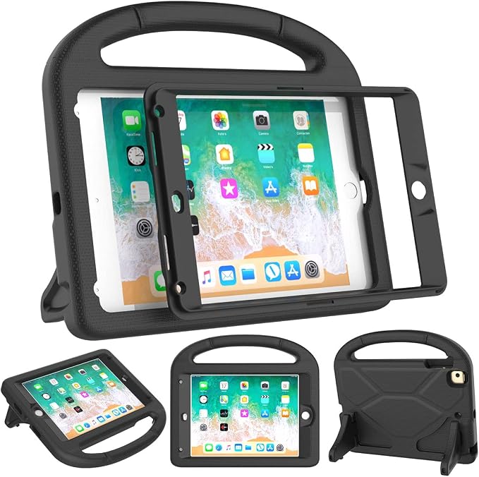 SUPLIK Kids Case for iPad mini 4/5 (7.9) Built-in Screen Protector Durable Shockproof Protective Cover with Handle Stand for 7.9 inch Apple iPad mini 4th/5th Generation Black