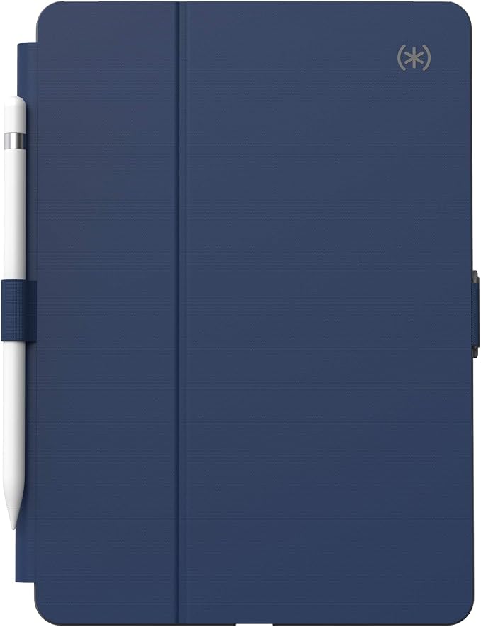 Speck Balance Folio Case for iPad 10.2 Inch (2019-2021) - Drop &amp Camera Protection Slim Multi Range Stand Apple Pencil Holder - Arcadia Navy/Moody Grey