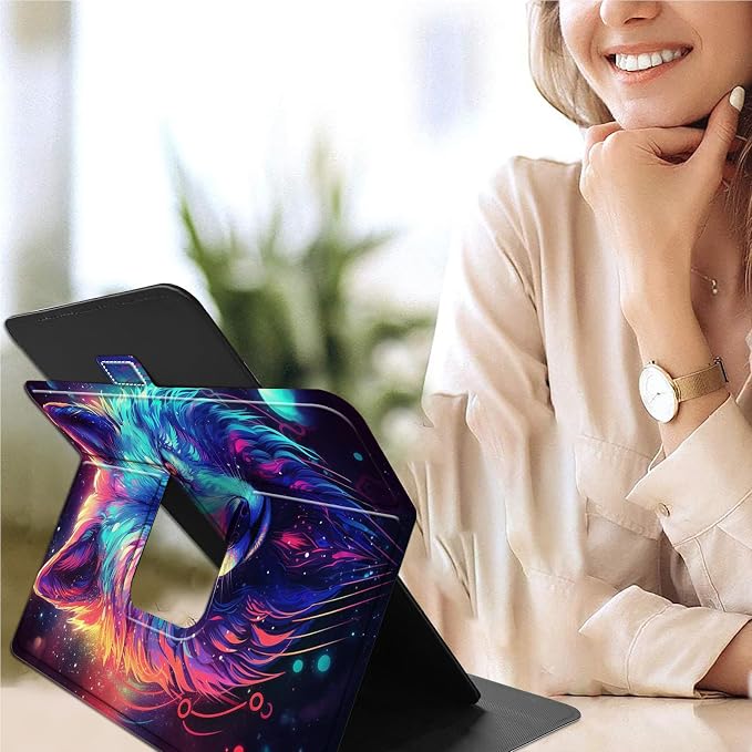 for Google Pixel Tablet Case 2023 Universal Tablet CaseSlim PU Leather Multi-Angle Viewing Cover with 360 Degree Rotatable Kickstand forPixel Tablet 2023 11-inchBlue Wolf