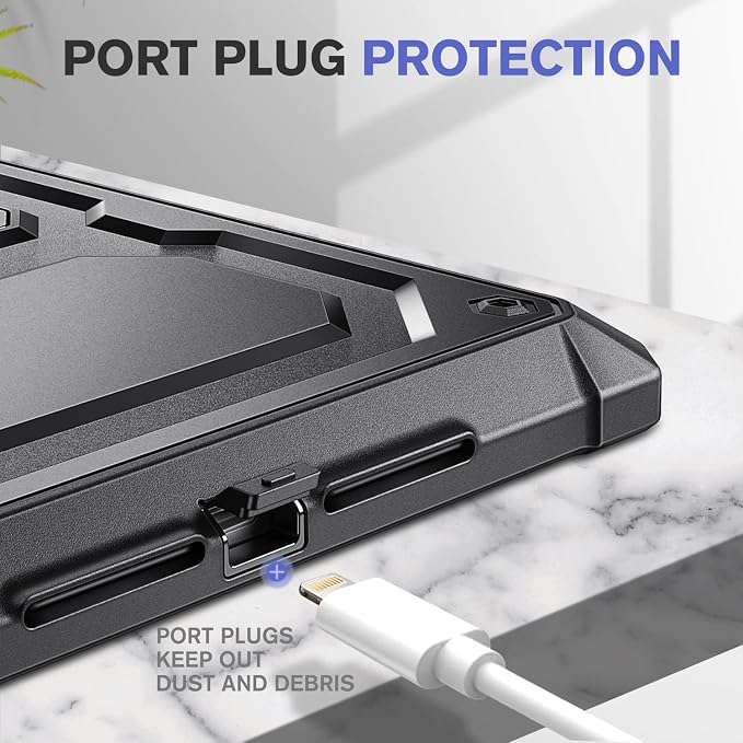 Fintie Shockproof Case for iPad 9th / 8th / 7th Generation 10.2 in Black | Tuatara Series Dual-Layer Rugged Hybrid Bumper Cover Built-in Kickstand &amp Screen Protector