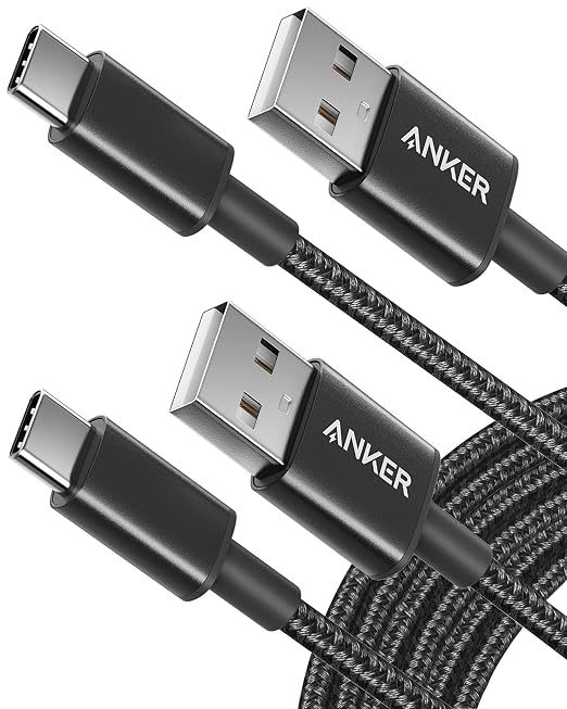Anker Cable [2 Pack 10ft] USB A to USB C Cable for iPhone 17 SeriesSamsung Galaxy S10 S10+ LG V30 Beats Fit Pro and More (Black).