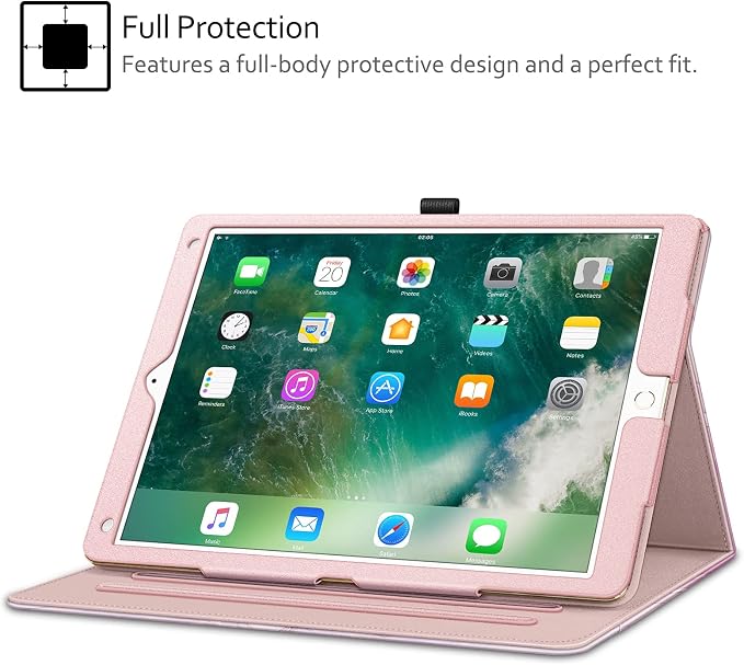 Fintie Multi-Angle Case 2017/2015 iPad Pro 12.9 inch (Old Model) 1st &amp 2nd Gen Case - [Corner Protection] Folio Stand Cover with Pencil Holder &amp Pocket Auto Wake/Sleep Blooming Hibiscus