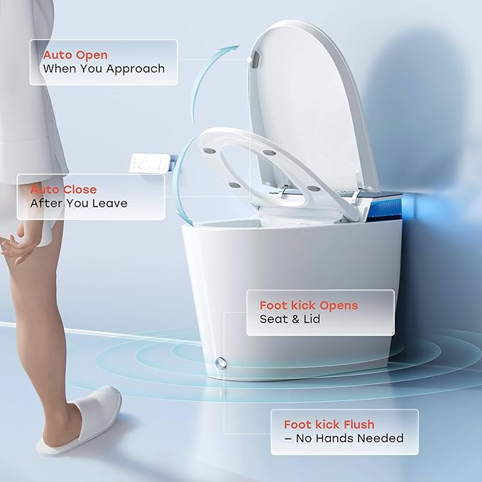 HOROW Artistic Bidet Toilet, Smart Toilet with ADA Chair Height, MAP 1000g Powerful Flush, Auto Open/Close Lid, Instant Warm Water, Elongated Heated Seat, Deodorization