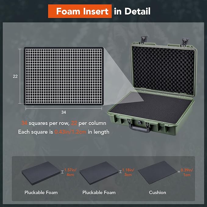 Lykus HC-4410 Waterproof Hard Case with Customizable Foam Insert, Interior Size 17.32x11.42x4.72 in, Suitable for up to 16" laptop,Starlink Mini,keyboard,drill,audio mixer,mic,flashlight,and more
