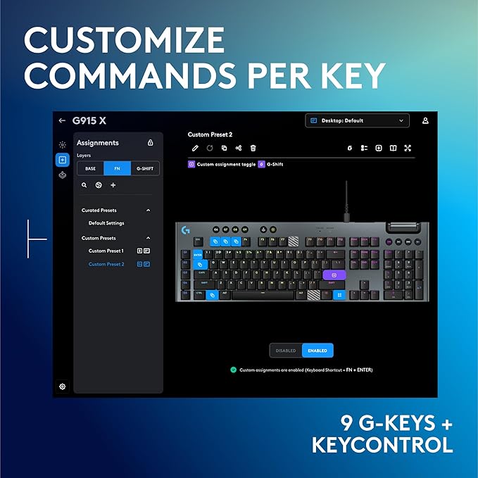 Logitech G915 X Low-Profile Wired Mechanical Gaming Keyboard, Double-Shot PBT Keycaps, Fully Programmable Keys, RGB Lighting, Aluminum Finish, GL Red Linear Switches - PC/Mac