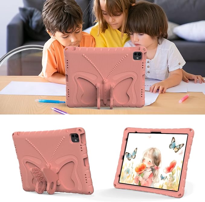 Kids Case for iPad Air 13 (2026/2025/2024) M4/M3/M2 &amp iPad Pro 13 2024 &amp iPad Pro 12.9 Cover 6th/5th/4th/3rd Gen (2022/2021/2020/2018) DIY Figures EVA Rubber Handle Stand Shockproof Bumper