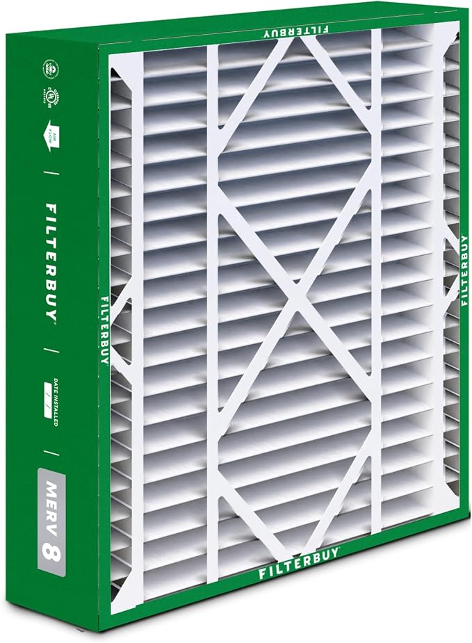 Filterbuy 21x21x5 Air Filter MERV 8 Essential Dust & Allergy Defense,