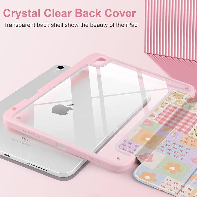 Case for iPad (A16) 11th Generation 11 inch 2025 /iPad 10th Gen 10.9 2022 - Aesthetic Cute Preppy Design Trifold Cover with Soft TPU Bumper Clear Back Auto Sleep/Wake Waves